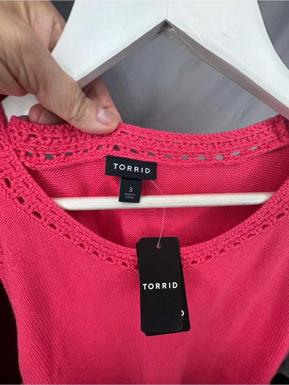 Torrid Hot Pink Crochet Trim Sweater Tank Top Plus Size 3X NWT